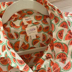 NWOT J. Crew watermelon print Perfect Fit 100% cotton button-up - L